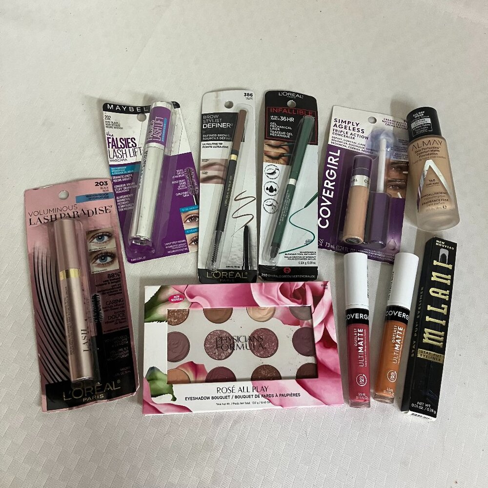 Lot of 10 Drugstore Makeup Items L'oréal Foundation Maybelline Covergirl New